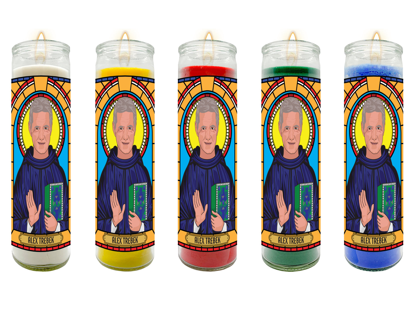 Alex Trebek Illustrated Prayer Candle