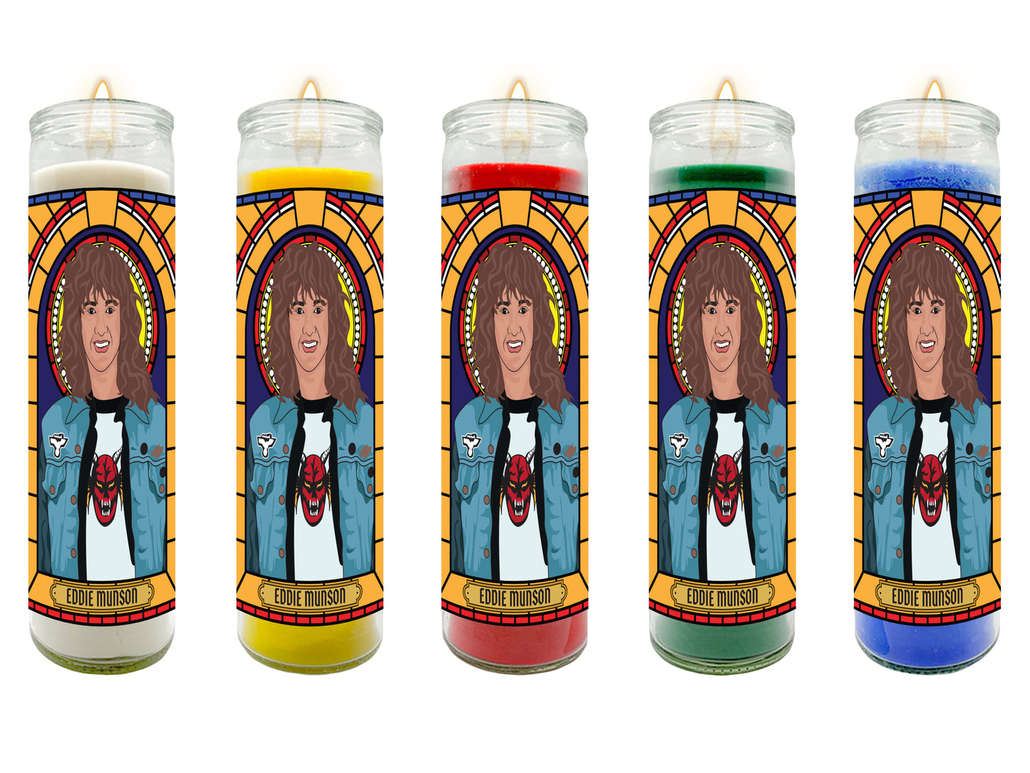 Eddie Munson Hellfire Club Stranger Things Illustrated Prayer Candle