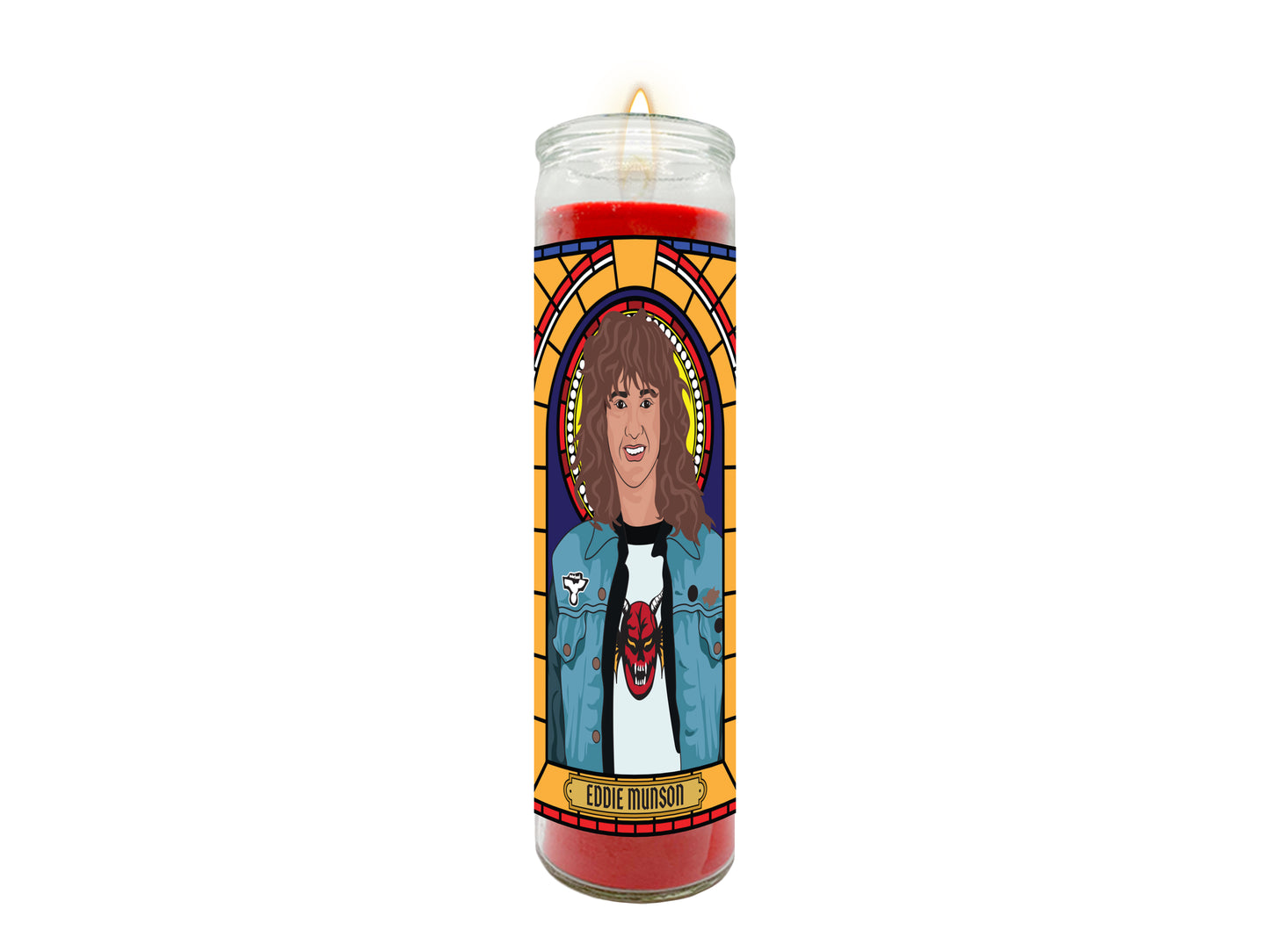 Eddie Munson Hellfire Club Stranger Things Illustrated Prayer Candle