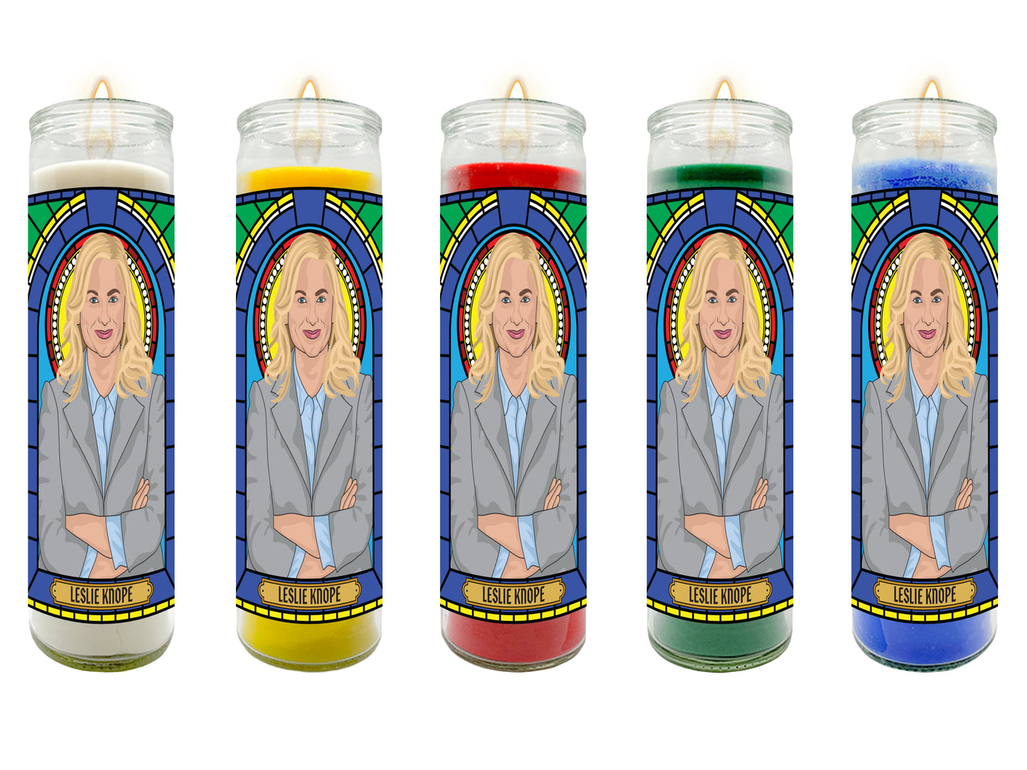 Leslie Knope Parks and Rec Illustrated Prayer Candle