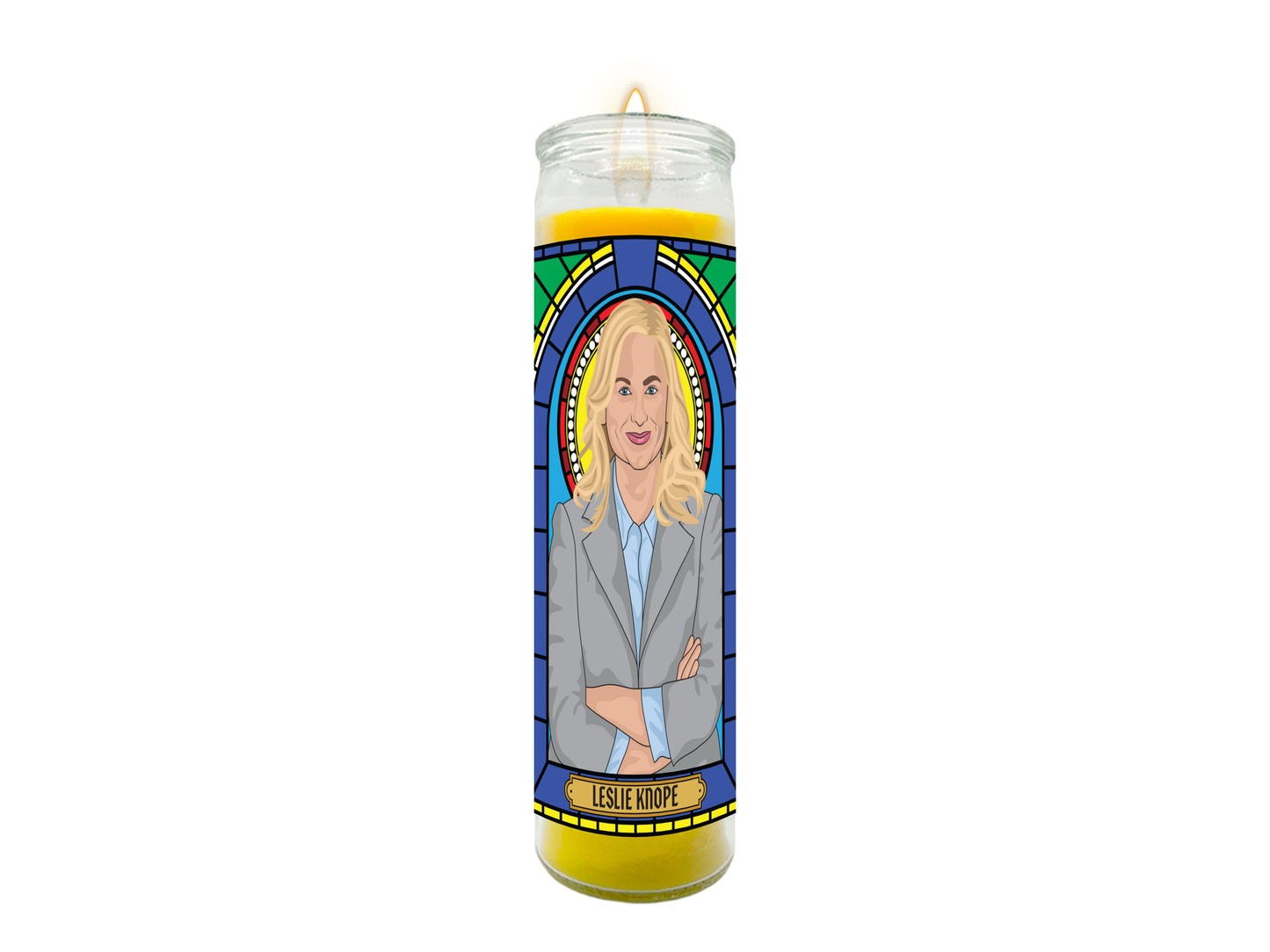 Leslie Knope Parks and Rec Illustrated Prayer Candle