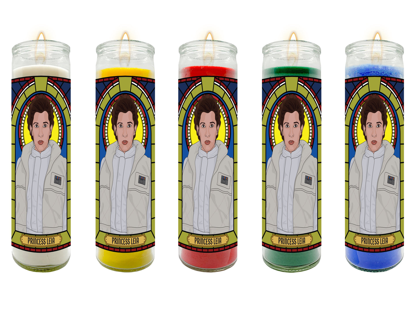 Princess Leia Carrie Fisher Illustrated Prayer Candle
