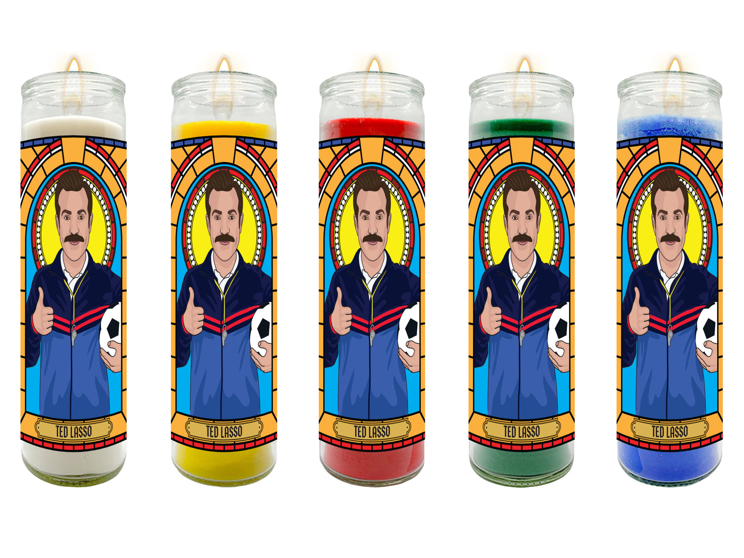 Ted Lasso and Roy Kent Illustrated Prayer Candle Series