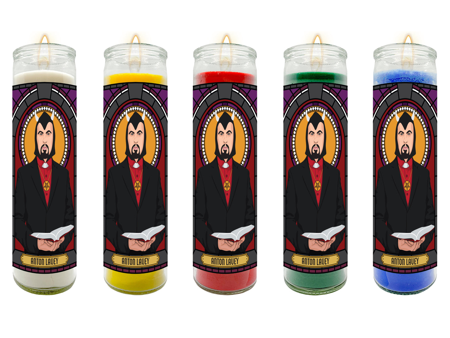 Anton LaVey Illustrated Prayer Candle