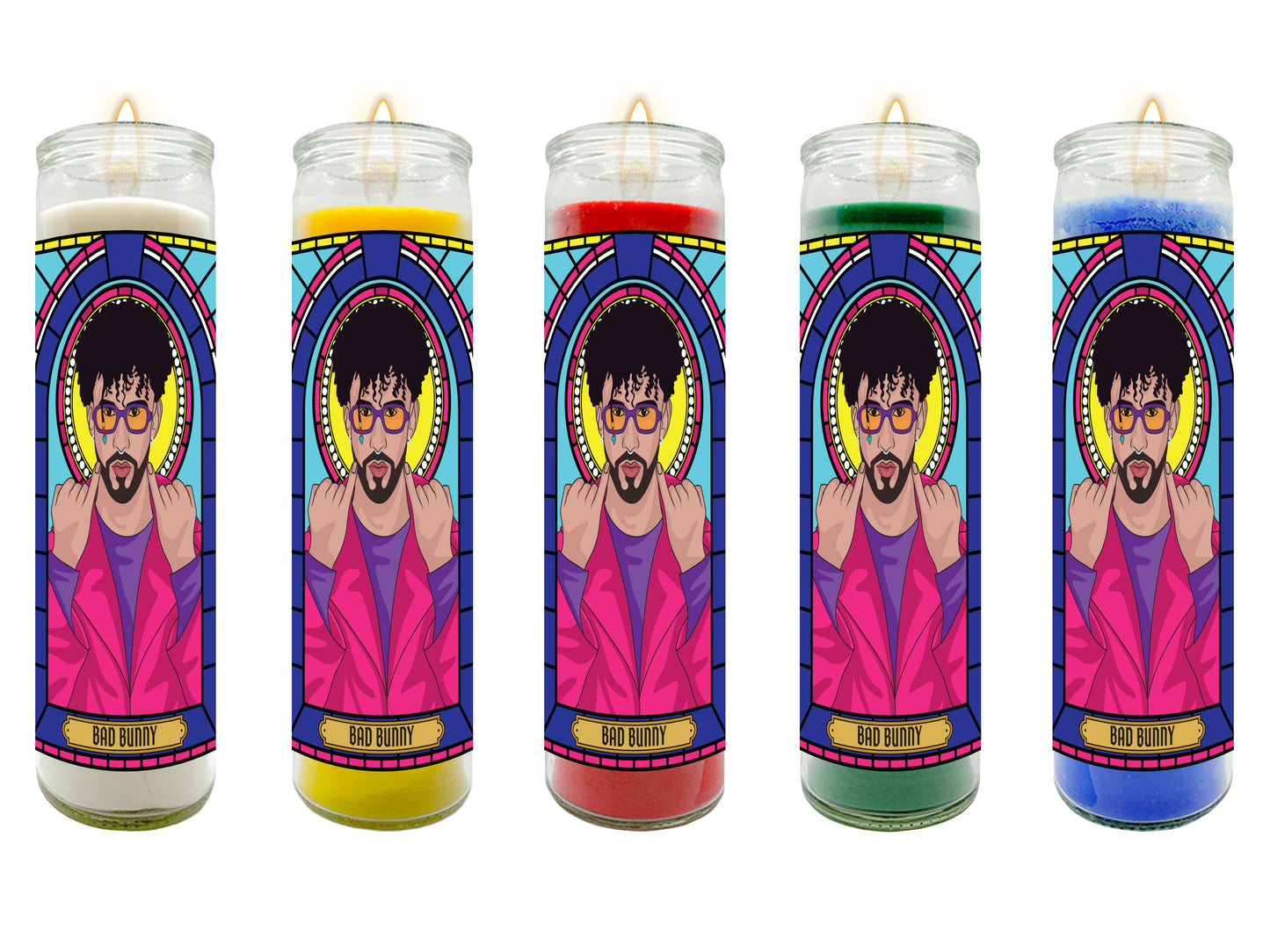 Bad Bunny Illustrated Prayer Candle