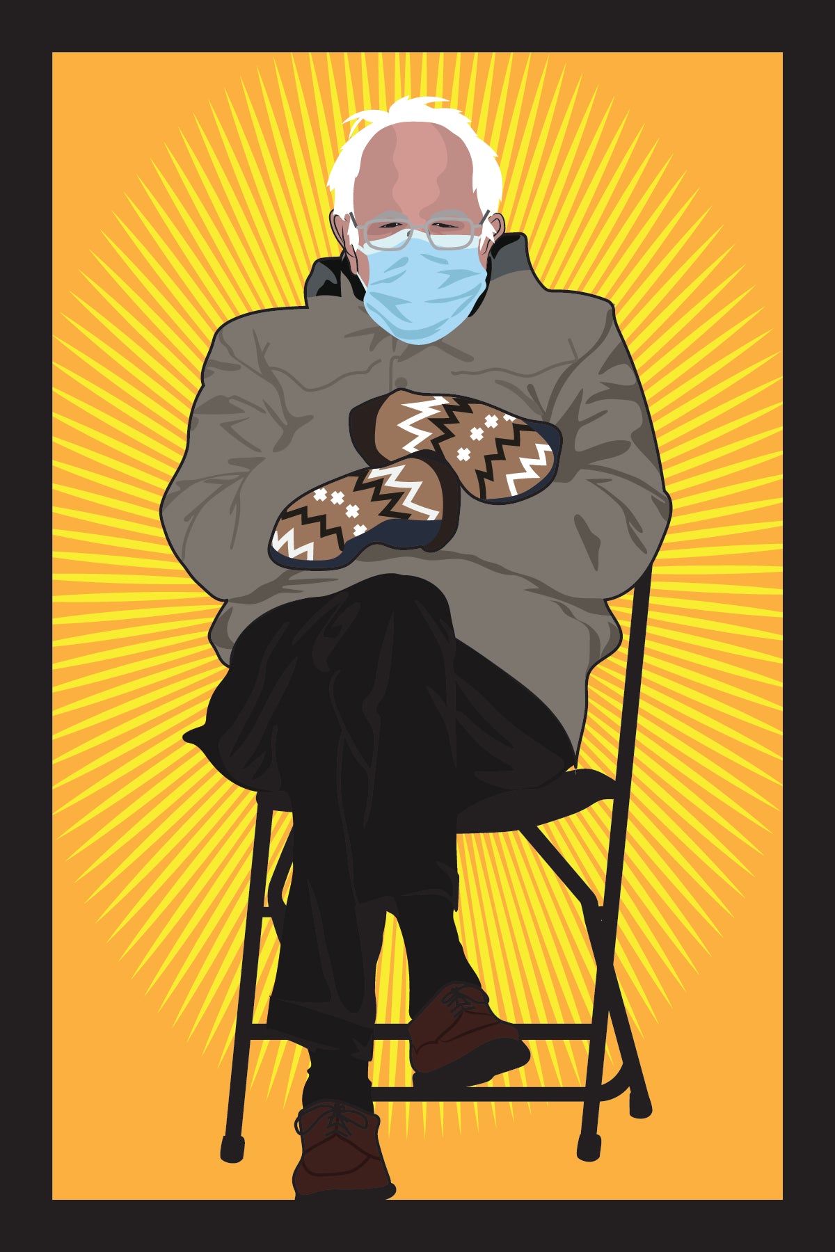 Bernie Sanders Chair and Mittens Inauguration Illustrated  Saint Print