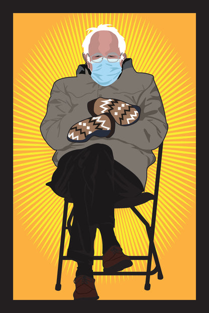 Bernie Sanders Chair and Mittens Inauguration Illustrated  Saint Print
