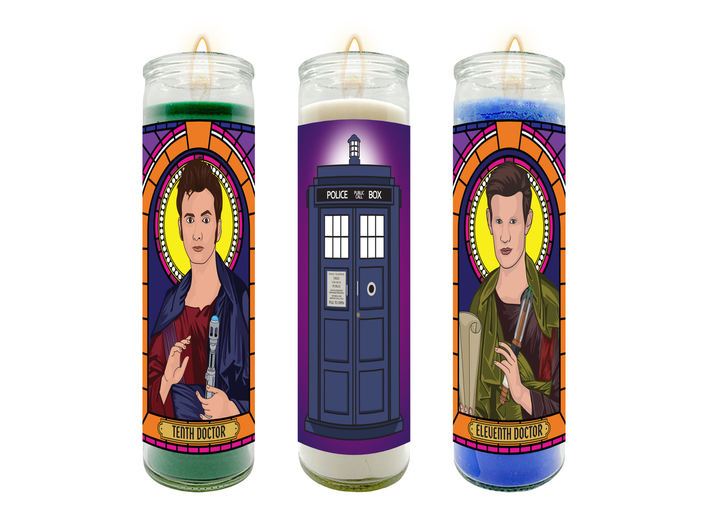 The Doctor Illustrated Prayer Candle Set