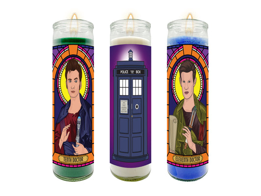 The Doctor Illustrated Prayer Candle Set