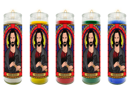 Keanu Reaves Illustrated Prayer Candle