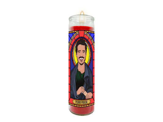 Pedro Pascal Illustrated Prayer Candle