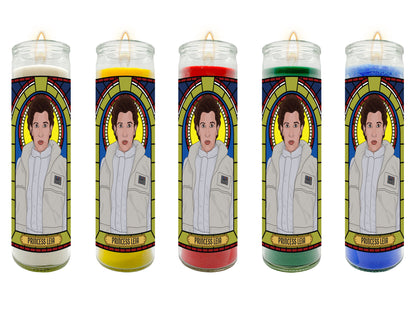 Princess Leia Carrie Fisher Illustrated Prayer Candle